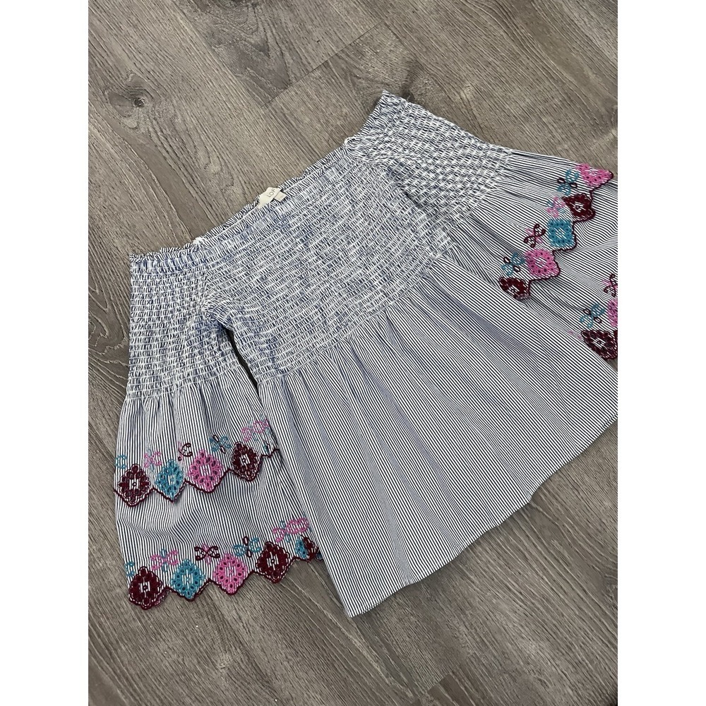 Loft Women's Off The Shoulder Blouse Sz M Embroidered Flare Sleeves Boho Smocked